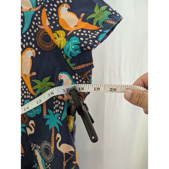 Retrolicious Tropical Bird Button-up Top XL Retro Tiki Pin-up Orange Navy (K03) - Picture 6 of 7